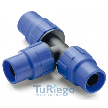 Te bocas iguales Fitting superroscado para cinta riego por goteo Ø 16 mm
