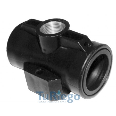 Té Hembra-hembra para tubo PE-AD Ø 50 mm y salida 1" de plástico técnico.
