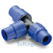 Te bocas iguales Fitting superroscado para cinta riego por goteo Ø 16 mm