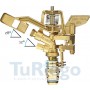 Aspersor impacto sectorial metálico de 3/4" alcance 16 m. 2 boquillas metal.